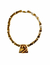 Goldfield prehispanic design openwork brass necklace with red bolt