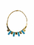 Collar de latón calado con perno azul Goldfield diseño prehispánico