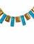 Goldfield prehispanic design openwork brass necklace with blue bolt