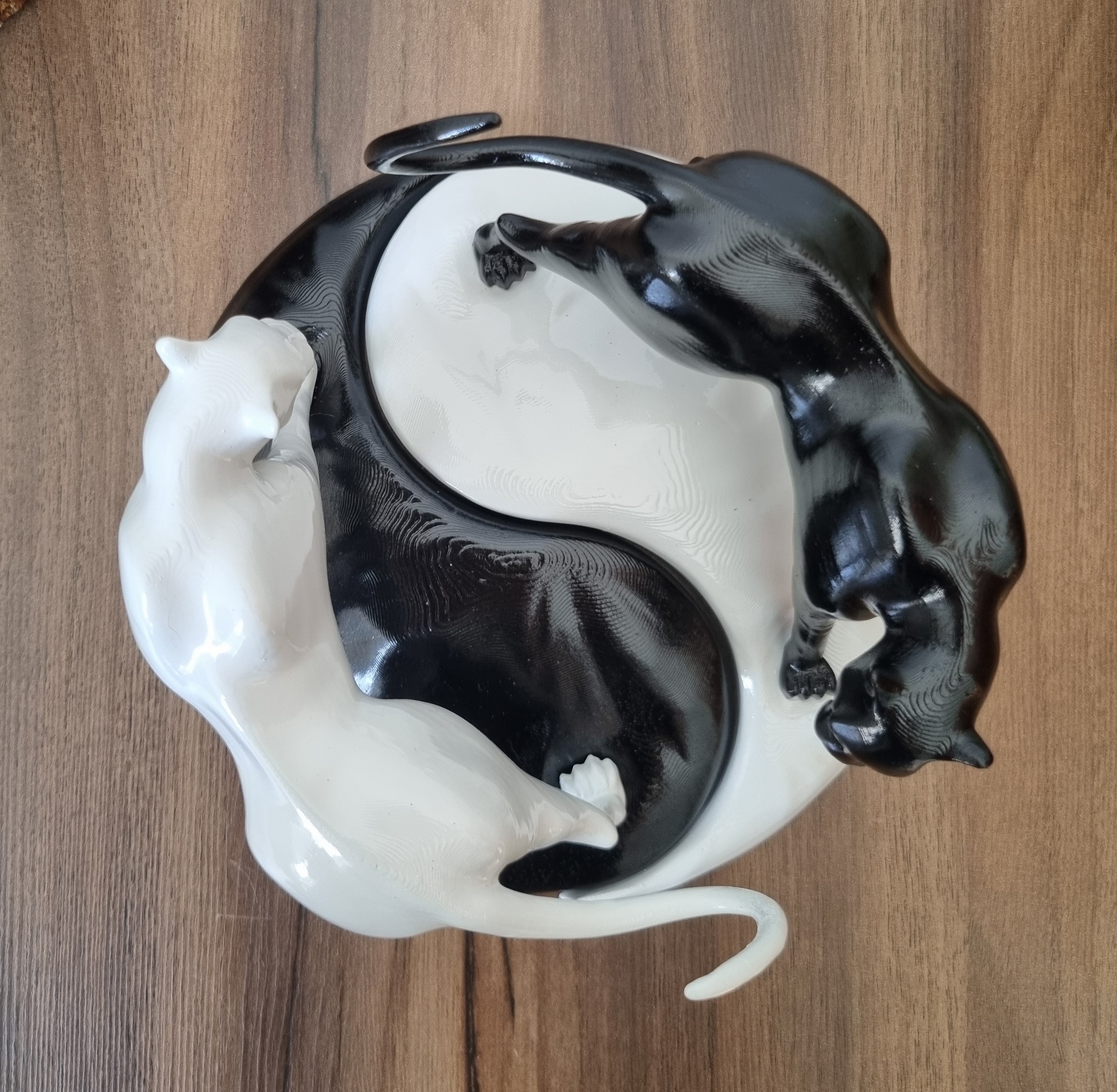 Escultura Panteras Yin Yang Realista 3D | A Eleg&acirc;ncia do Equil&iacute;brio | Vieco 3D Store