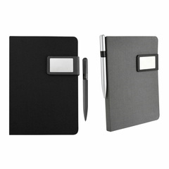 Libreta personalizada con bolígrafo. Modelo Milán