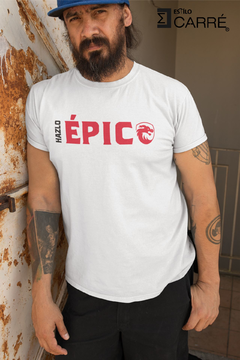 Playera blanca de gamer. Hazlo épico. Silverman