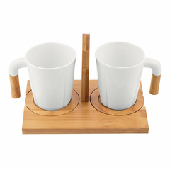 Juego de Tazas Personalizadas con Base - Estilo Carré