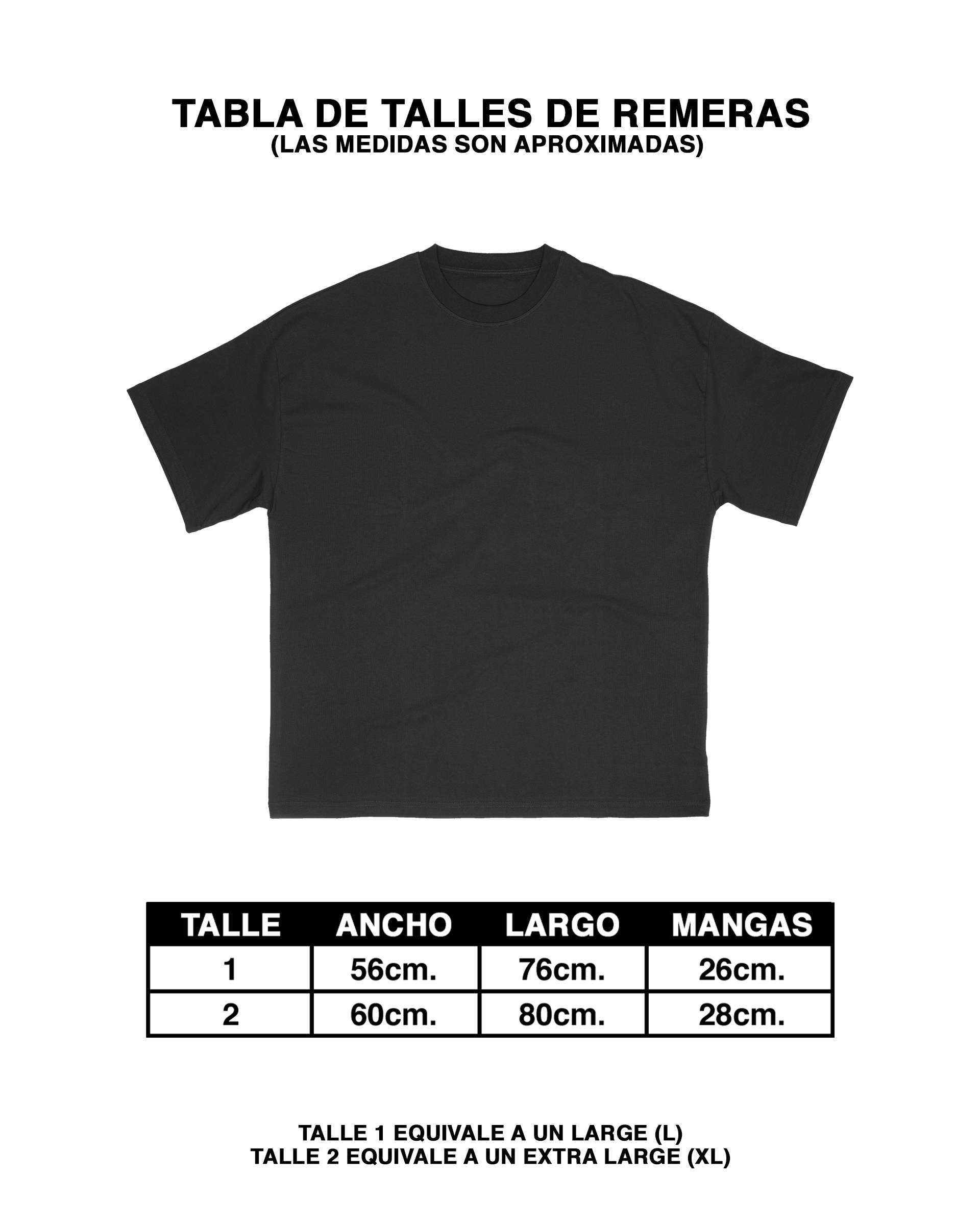 Guia de talles de remeras.