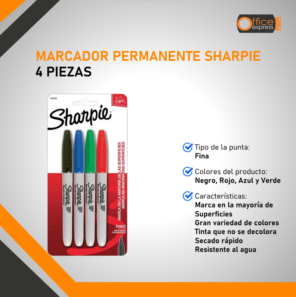 Sharpie Marcador Permanente Punta Fina - Disponible en 4 Colores