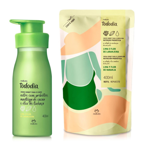 Natura Todo Dia Lima e Flor de Laranjeira - Kit Hidratante + Refil Creme  Para o Corpo 400ml