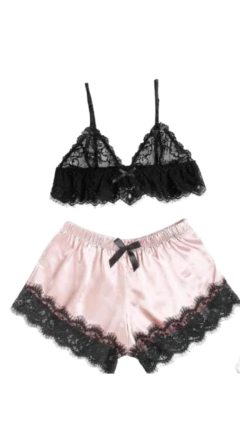 PJ942-Pijama con short de saten