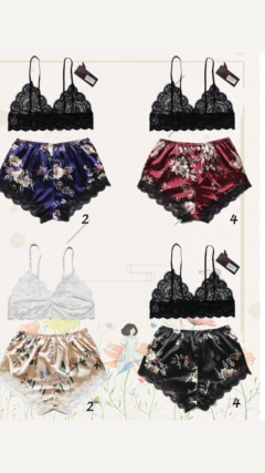 PJ942-Pijama con short de saten - comprar online