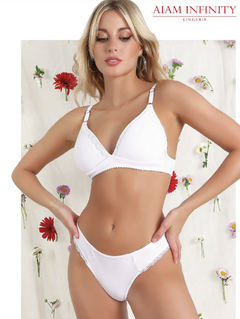 AI460-Conjunto soft Triangulito de algodón y lycra con puntilla y less