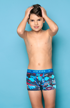 NA147-Bóxer juvenil de algodón y lycra estampado con elástico personalizado