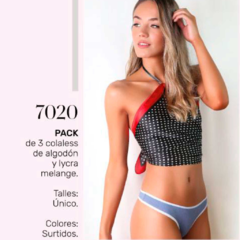 MA7020-Pack de 3 less de algodón y lycra melange. Talle: Unico. Colores: Surtidos