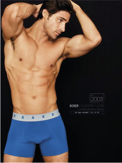 BA2003-Boxer algodón y lycra. Liso, elástico logo Bakhou