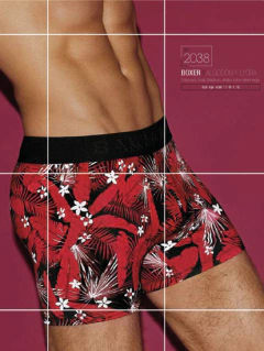 BA2038-Boxer algodón y lycra. Estampado Hojas Selváticas en internet