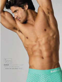 BA2071-Boxer algodón y lycra. Estampado Lunares, elástico
