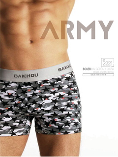 BA2221-Boxer algodón y lycra. Estampado Army, elástico do - comprar online