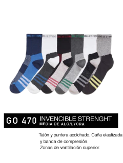 FLGO470-pack x3 Media de alg-lycra. Talón y puntera acolchado. Caña elastizada y banda de compresión. Zonas de ventilación superior