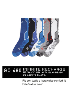 FLGO480-pack x3 Media c-caña alta elastizada de ajuste suave. Pie con toalla y lycra calce comfort fit. Diseño dual color
