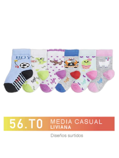FL56T00-Media casual Liviana . Diseños surtidos niños-as pack x3