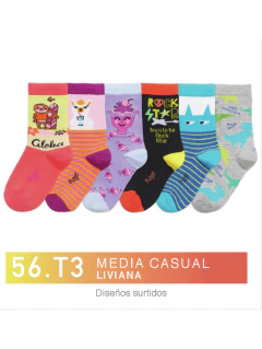 FL56T3-Media casual Liviana . Diseños surtidos niños-as pack x3