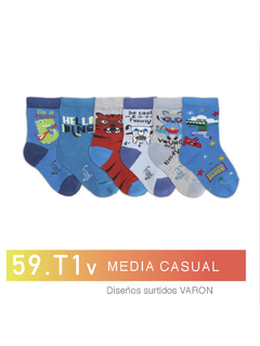 FL59T1V-Media casual . Diseños surtidos VARON pack x3