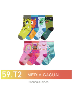FL59T2-Media casual diseños surtidos niños-as pack x3