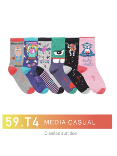 FL59T4-Media casual diseños surtidos niños-as pack x3