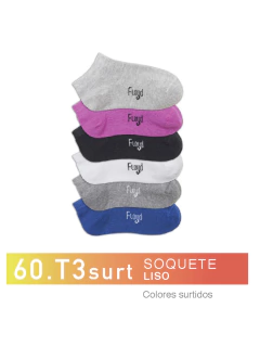 FL60T3S-Soquete Liso colores surtidos niños-as pack x3
