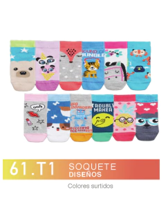FL61T1-Soquete Liso colores surtidos niños-as pack x3