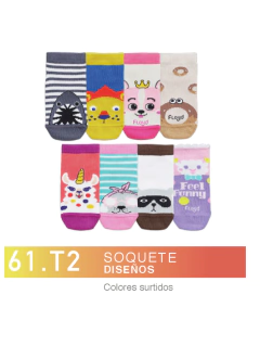 FL61T2-Soquete Liso colores surtidos niños-as pack x3