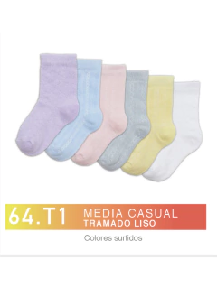 FL64T1-Media casual Tramado Liso Colores Surtidos niños-as