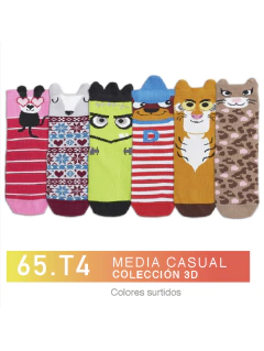 FL65T4-Media casual COLECCIÓN 3D. Colores surtidos niños-as