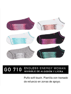 FLGO710- pack x3 Invisible de algodón y lycra. Puño soft touch. Plantilla con tramado de refuerzo en zonas de apoyo