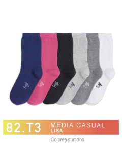 FL82T3-Media casual Lisa Colores Surtidos niños-as pack x3