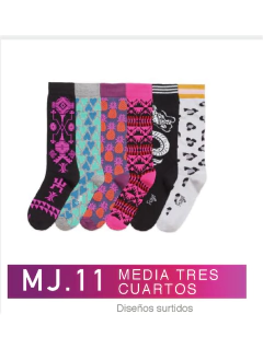 FLMJ11-Media Tres cuartos diseños surtidos pack x3