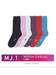 FLMJ1-Media casual lisa colores surtidos pack x3