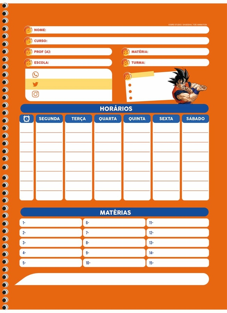 Caderno de Caligrafia A5 no Tema Dragon Ball Z