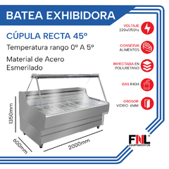 Batea Exhibidora Heladera Cúpula Recta a 45° 2,00 mts BER2000 en internet