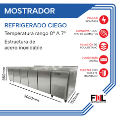 Mostrador Refrigerador Bajo Mesada 3000X750X850 c/cubreequipo MCR3000 en internet