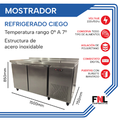 Mostrador Refrigerador Bajo Mesada 1500X750X850 c/cubreequipo MCR1500 en internet