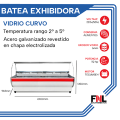 Batea Exhibidora Heladera Cúpula Curva 2,40 mts BEC2400 en internet