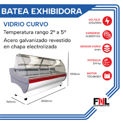 Batea Exhibidora Heladera Cúpula Curva 3,00 mts BEC3000 en internet
