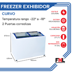Freezer curvo exhibidor 271 Lts Frío Forzado FH350TVI en internet