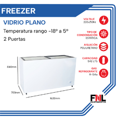 Freezer Tapa de Vidrio 542 Lts FH550TV en internet