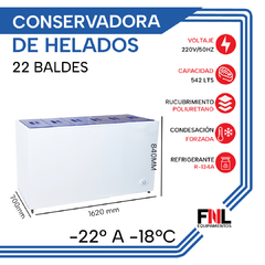 Freezer Conservadora Helado 22 Baldes 542 Lts FH550TH en internet