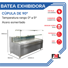 Heladera Exhibidora Batea Europa Vidrio 90° 2.4 M BEP2400F en internet