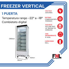 EXHIBIDORA VERTICAL 530 LTS Luz Interior Led TEV600 - comprar online