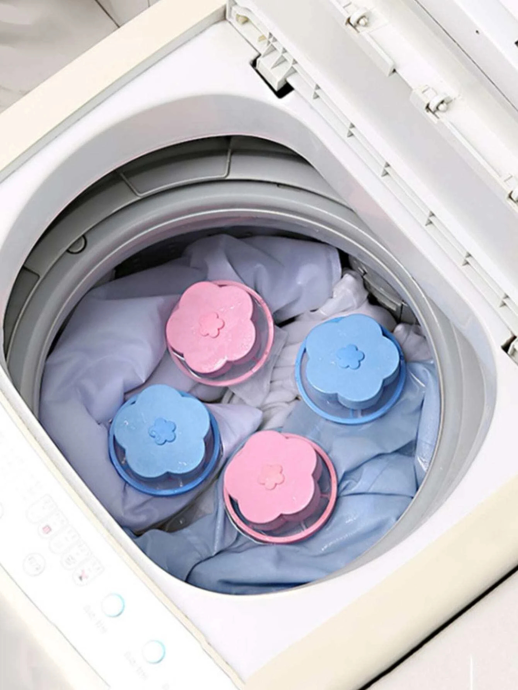4pz Filtro atrapa pelusa para lavadora con forma de flor reutilizable