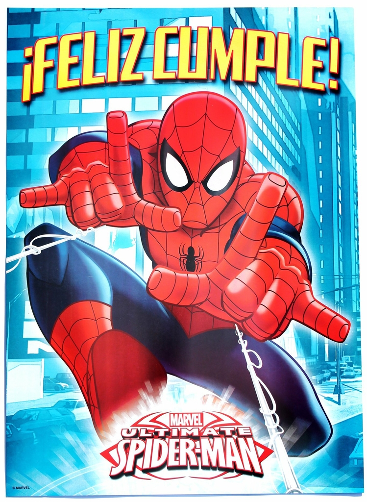 afiche feliz cumple spiderman - A PRIMERA VISTA