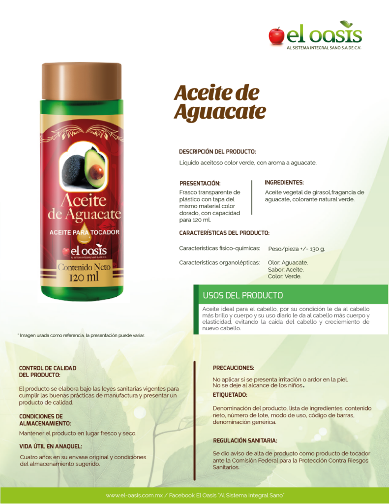 FICHA TECNICA ACEITE DE AGUACATE