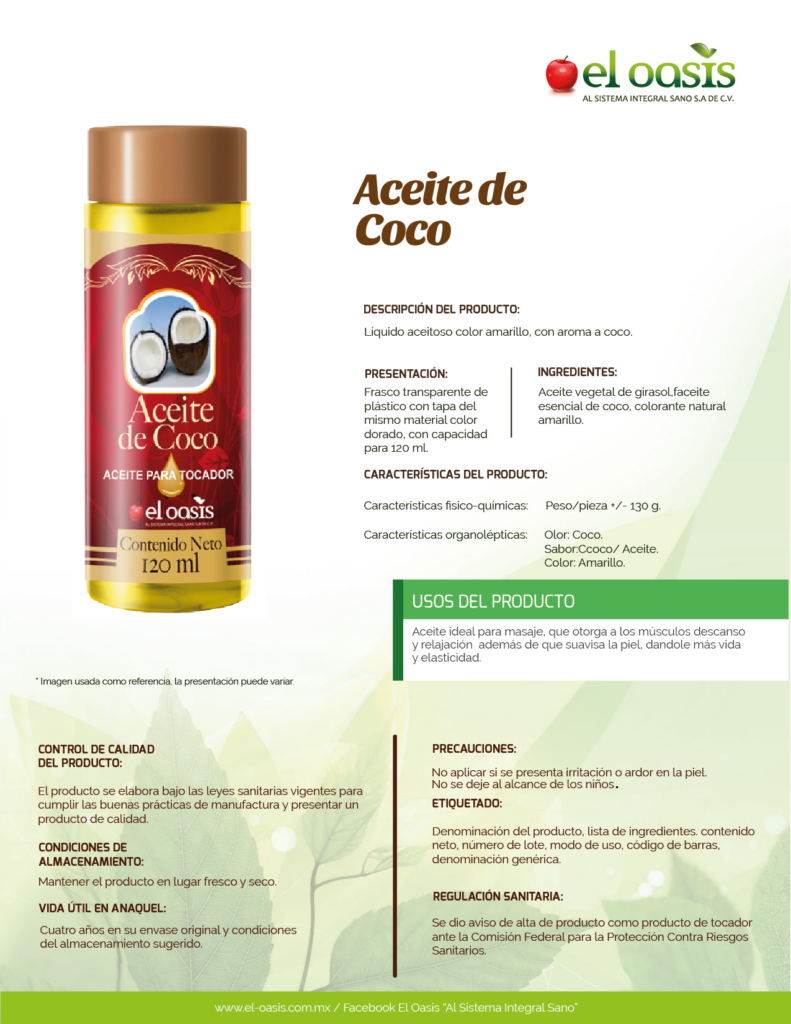 FICHA TECNICA ACEITE DE COCO